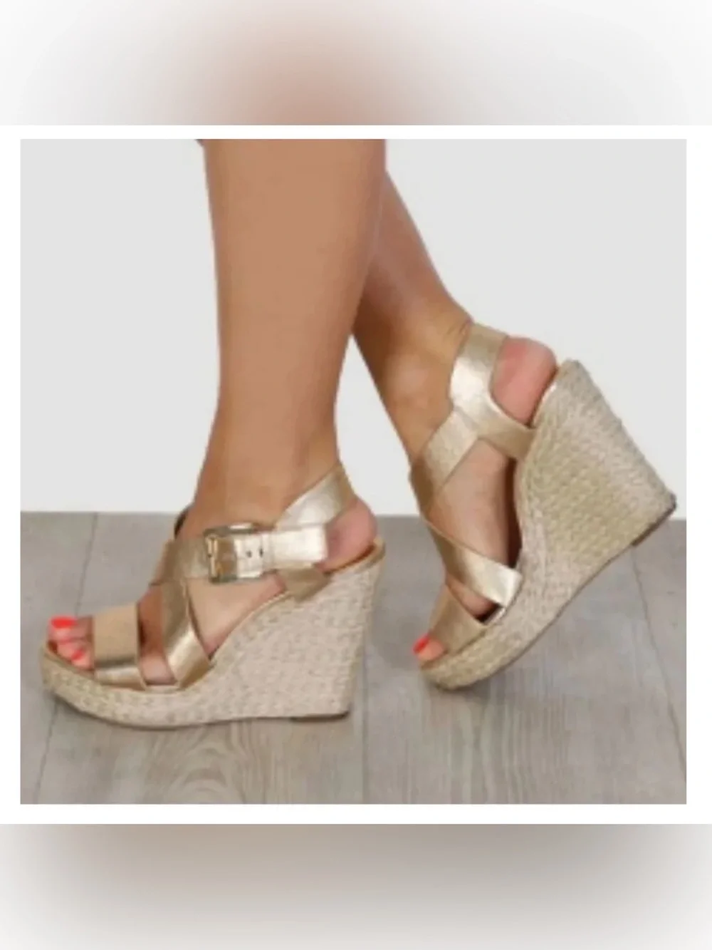 Michael Kors Gold Metallic Espadrille Wedge Sandals (9)